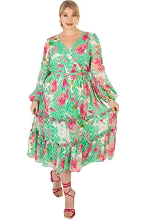 Lovedrobe Plus Size Dresses for Womens Ladies Long Sleeve Maxi Dress Print Size 26