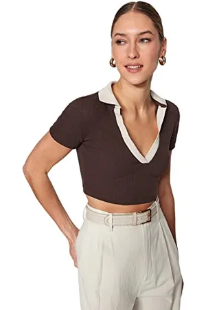 Trendyol Woman Slim fit Basic Polo Neck Knit Blouse, ,XL