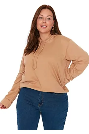 Trendyol Plus Size Sweatshirt - Brown - Regular