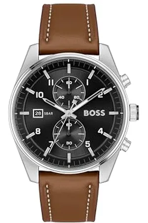 HUGO BOSS Chronograph Quartz Watch for men SKYTRAVELLER Collection with Leather or Stainless Steel strap