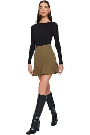 Trendyol FeMan Ruffle Hem Mermaid Woven Skirt, ,34