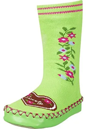 Playshoes Anti-Slip Cotton Socks Heart Design Slippers, (Grün 29), 1.5 UK