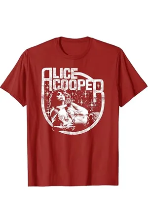 Alice Cooper – Classic Alice Photo On Cranberry T-Shirt