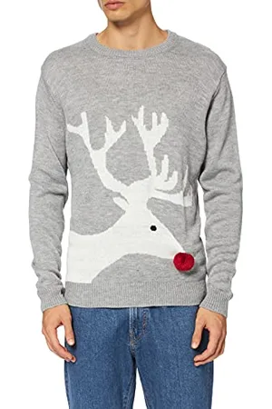 NIZZIN Unisex Christmas Jumper Amaryllis, Grey, X-Large