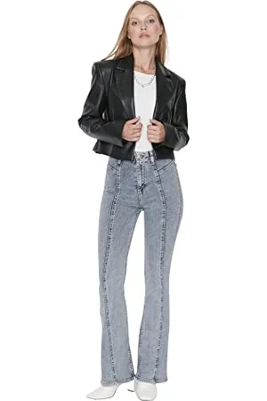 Trendyol Women Basics High Waist Straight Leg Flare Jeans