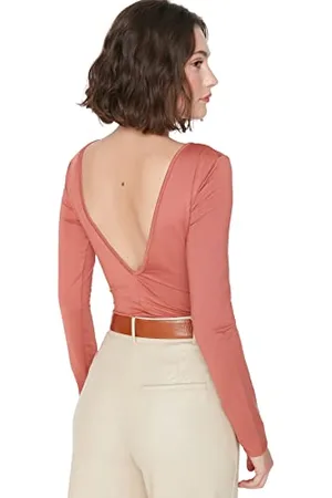 Trendyol Women Plain Back Detail detailed Thin Knit Bodysuit