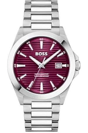 HUGO BOSS BOSS Three Hand Quartz Movement Watch for Men STRIKE Collection with Silver Stainless Steel Bracelet - 1514174