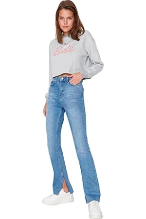 Trendyol Women High Waist Straight Leg Flare Jeans