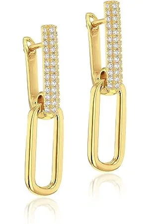 Amazon Gold Gilded Sterling Silver Pave Link Earrings (previously Amazon Collection)