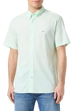Tommy Hilfiger Men Flex Gingham Rf Shirt S/S Casual Shirts, Green, L