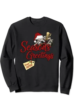 Marvel Groot Rocket Greetings From Sister Christmas Fleece Sweatshirt
