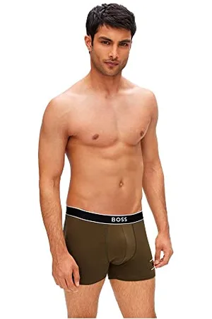 HUGO BOSS Mens Trunk 24 Logo Stretch-Cotton Trunks with Logos and Stripes
