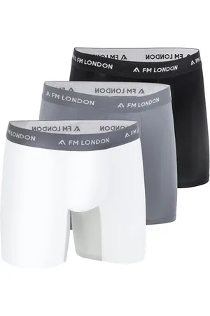 FM London 3-Pack Bamboo Boxers for Men with Anti Chafe Panels - Soft Long Leg Boxers with Contoured Pouch - Moisture Wicking, Tag Free and Breathable Men