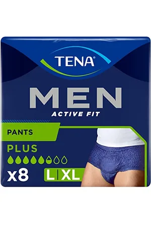 TENA Mens Men Active Fit Panties for incontinence, , Large X-Large Pack of 8 UK