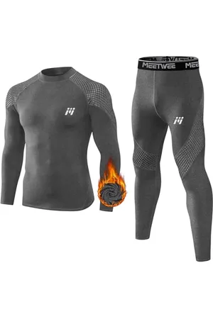 MEETWEE Men’s Thermal Underwear Set, Winter Base Layer Long Sleeve Long Johns Quick Dry Compression Top & Bottom for Sport Skiing Running Hiking