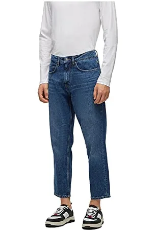 HUGO BOSS Mens 340 Cropped Regular-fit Jeans in Rigid Denim