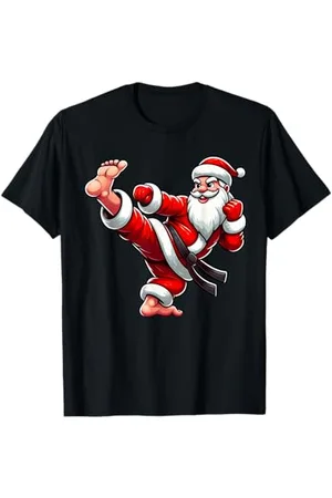 Christmas Santa Claus Karate Boys Girls Kids Xmas Sport Cute T-Shirt