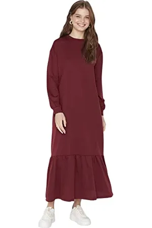 Trendyol Women Modest Maxi Smock Dress Regular Knit Modest Dresses