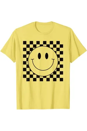 Cute 80s Smile Happy Tee Smile Face Shirt Cute Checkered Pattern Smiling Happy T-Shirt