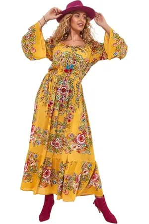 Joe Browns Womens Fashion Summer Dress Bold Colourful Vintage Lace Boho Maxi, , 6 UK