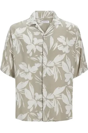 JACK & JONES Mens Printed Resort Short Sleeve Shirt L
