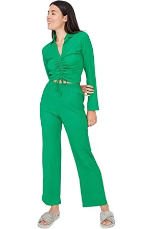 Trendyol Women Plain Middle Knit T-shirt-Trousers Pajama Set