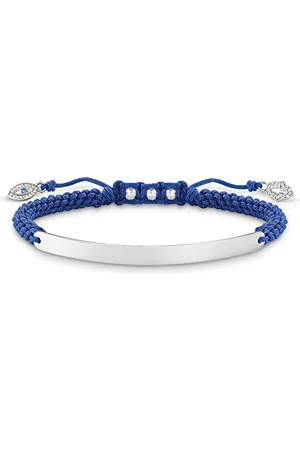 Thomas Sabo Women-Bracelet Love Bridge 925 Sterling Silver Nylon Zirconia white blue Length from 14.5 to 21 cm Bridge 5 cm LBA0066-897-1-L21v