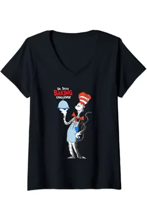 Dr. Seuss Womens Baking Challenge The Cat In The Hat V-Neck T-Shirt