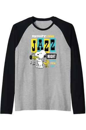 Peanuts Snoopy And Friends Jazz Night Raglan Baseball Tee