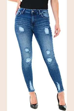 M17 Womens Ladies Ripped Denim Jeans Skinny Fit Classic Casual Cotton Stretchy Trousers Pants with Pockets (28W, ), 5056242842200