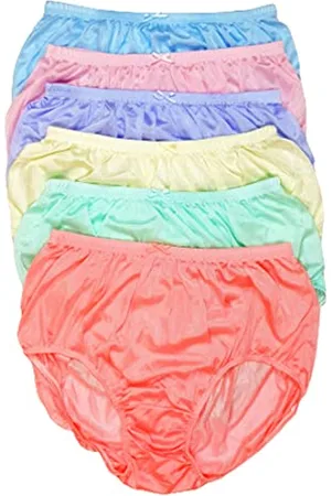 Generic Littledream Lot of 6 Vintage Size L Sheer Transparent Silk Nylon Panties Men Womens Full Cut Briefs Knicker Underwear Hips 36"-44" High Waist Granny Brief Mushroom Gusset, , L