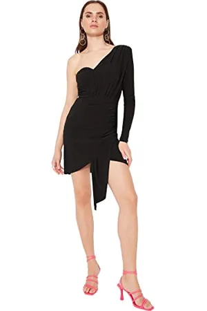 Trendyol Women Mini The wrap Fitted Knitted Dress