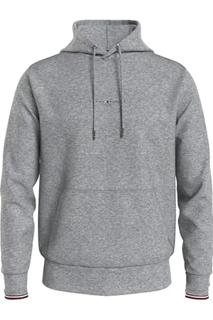 Tommy Hilfiger Men Tommy Logo Tipped Hoody Hoodies, Grey, XS