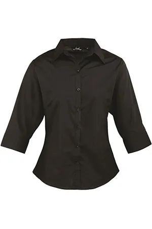 Premier Workwear Ladies 3/4 Sleeve Poplin Blouse 12