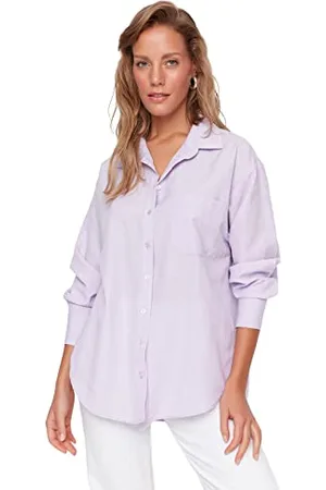 Trendyol FeMan Basics Oversize Basic Shirt Collar Woven Shirt