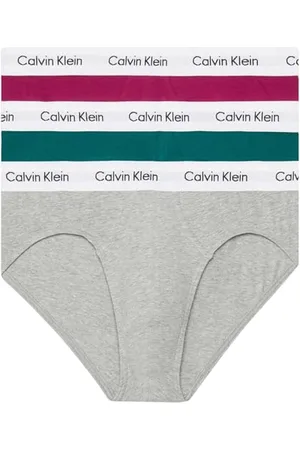 Calvin Klein Men Hip Briefs Stretch Cotton Pack of 3, Multicolor (Gry Htr Chesapk Bay Jwl W/Wh Wbs), XS