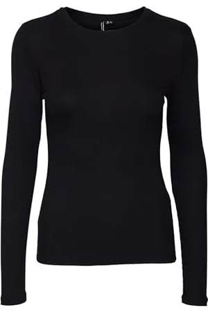 VERO MODA Thin Jumper Long Sleeve Top Round Neck Sweater Ribbed Jersey Slim Fit VMROMA, Colours: , Size:L