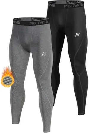 MEETWEE Men’s Thermal Underwear Long Johns, Thermal Leggings Warm Compression Tights Base Layer Bottom Sports Pants Trousers