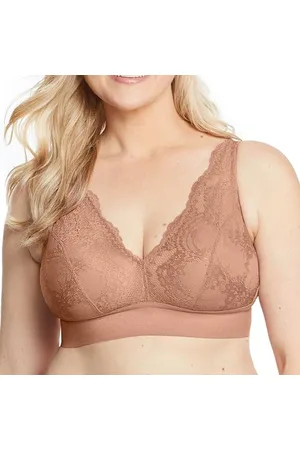 Glamorise Full Figure Plus Size Bramour Lexington Lace Plunge Bralette Wirefree #7013