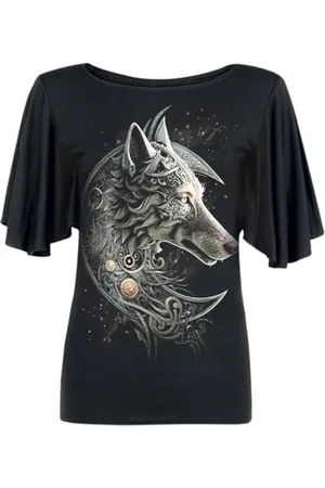 Spiral Celtic Wolf - Boat Neck Bat Sleeve Top - XXL