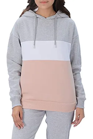 M17 Womens Ladies Stripe Colour Block Hoodie Pullover Soft Cosy Casual Hooded Sweatshirt Top Long Sleeve Jacket Jumper (S, )