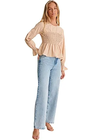NA-KD Smocked peplum blouse, , EU 42