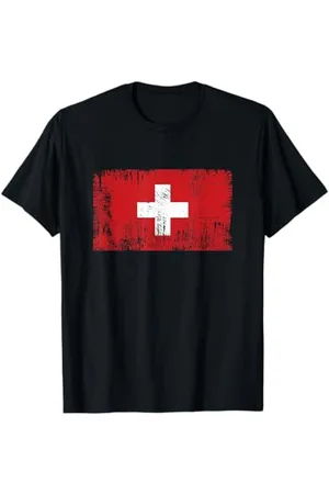 YO! Vintage Swiss Banner Fan Switzerland Flag Retro T-Shirt