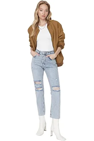 Trendyol Women High Waist Wide Leg Straight Jeans