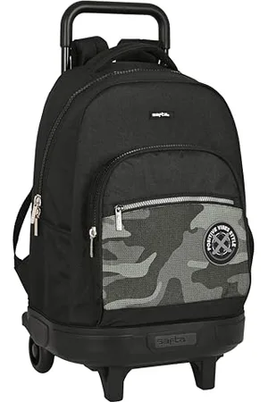 Safta Large Backpack with Wheels, Compact, Removable, Ideal for Children of Different Ages, Comfortable and Versatile, Quality and Resistance, 33 x 22 x 45 cm, Black, , Estándar, Casual