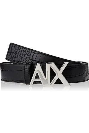 Armani Exchange Casual Logo Buckle, Tortoiseshell Print Belt, Black, XS