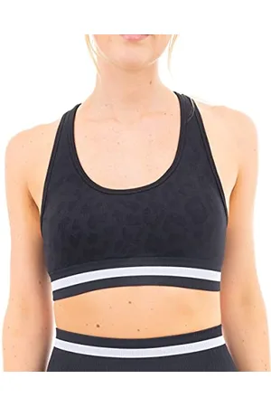 M17 Womens Ladies Sports Bra Leopard Print Seamless Removeable Pads Racerback Bras Stretchy Sportswear Gym Workout Running Yoga Top (L, )