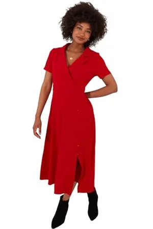 Joe Browns Womens Collared Wrap Front Button Detail Vintage Midi Dress, , 14 UK