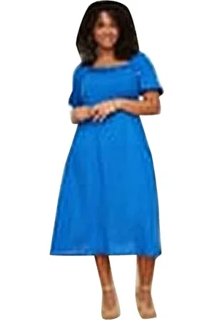 Trendyol Women Plus Size Midi A-line Relaxed fit Woven Plus Size Dress