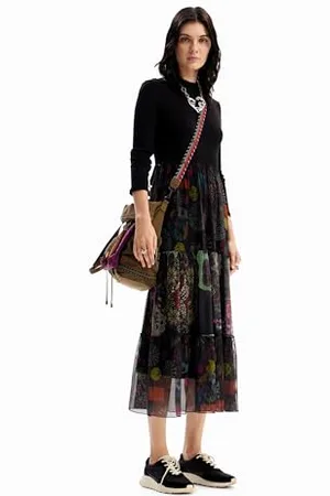 Desigual NASDAQ Poloneck Dress with Floaty Mesh Skirt 23WWVK96